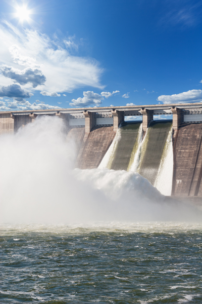 Water plums on hydroelectric power station